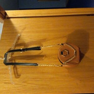 Mia k collection purse cross body thick straps with chains  brown